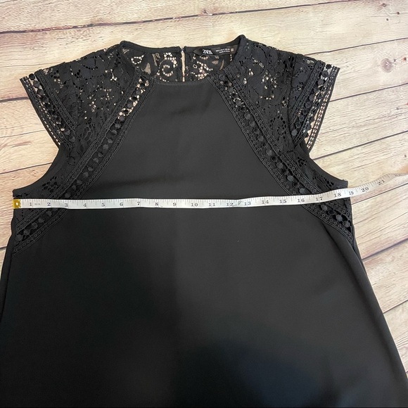 NWOT Black Zara Lace Shoulder/Cap sleeve accent Dress sleeveless size S - Picture 9 of 12